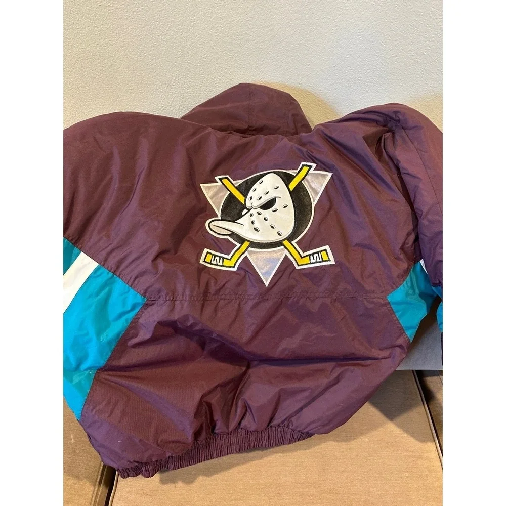 Starter Mighty Ducks Jacket Mens XXL Purple Teal Excellent Vintage NHL Puffer - Picture 8 of 8